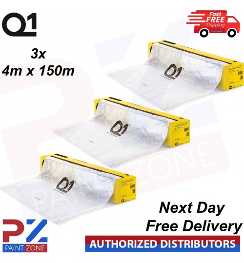 3X Q1 MASKING FILM SHEETING ROLL 4M X 150M PREMIUM AUTOMOTIVE PAINT PROTECTON